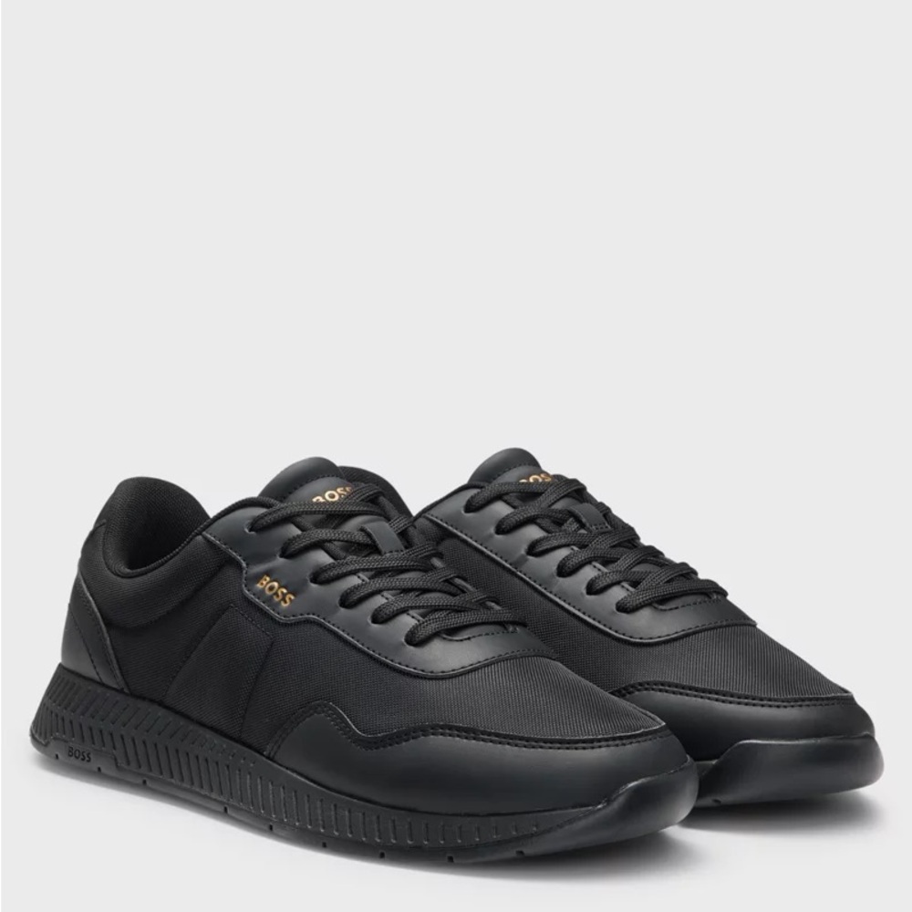 BOSS Titanium Men's Black Sneakers New with Box